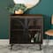 Walker Edison Dark Walnut Industrial Storage Cabinet